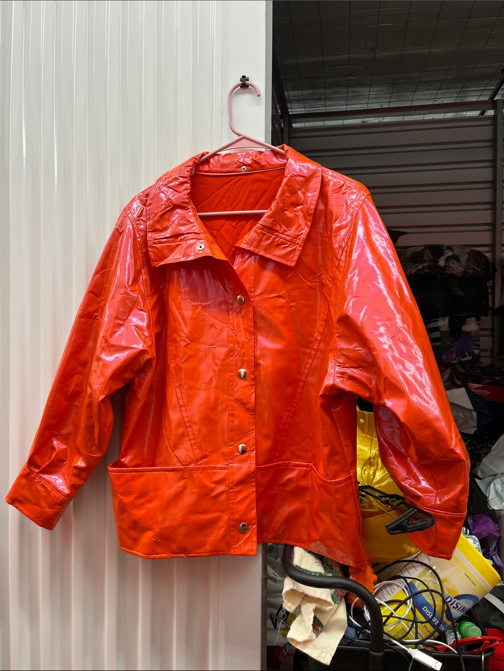 Vintage Red Glossy Trench Coat